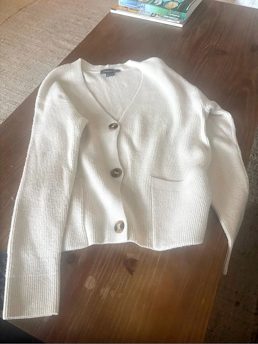 French Connection Knit Button Cardigan in Cream Size XS Like New